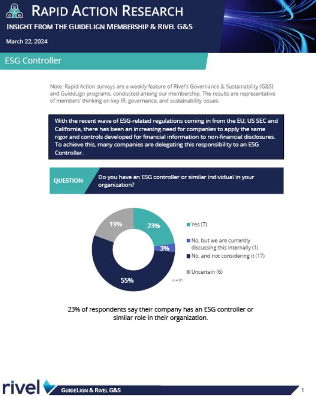 Rapid Action Research: ESG Controller
